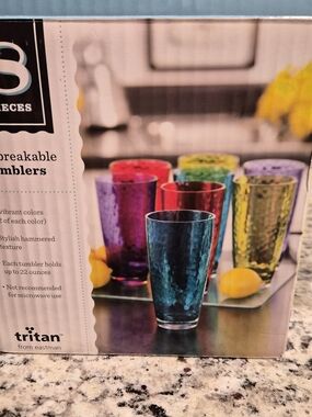 8-Piece Tritan Unbreakable Colorful Tumbler Set | BPA-Free | Dishwasher Safe | N